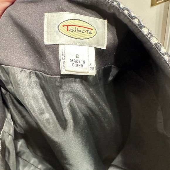 Talbots Size 8 Black and White Wool Lined Button Wrap Mini Skirt Short Mid Thigh - Picture 4 of 7